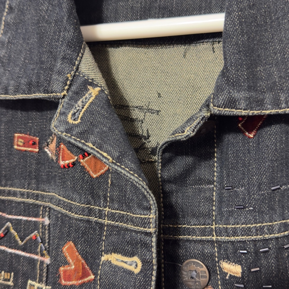 Chico’s Embroidered Denim Vest - Picture 4 of 9